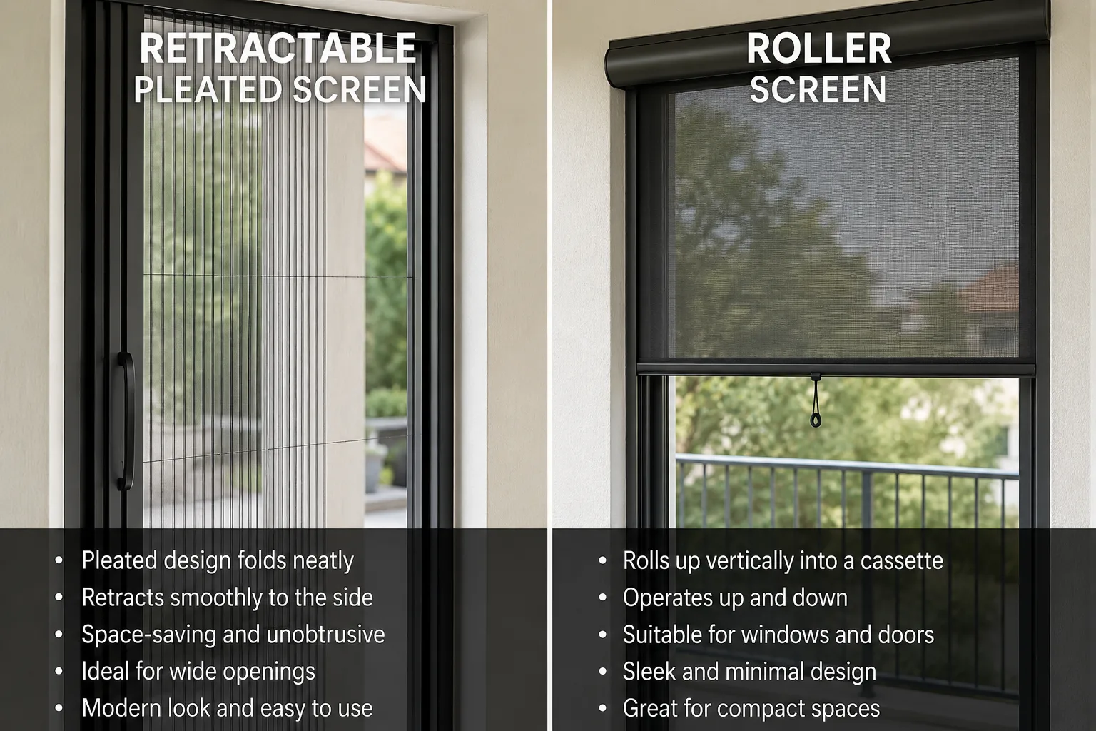 Retractable pleated mosquito screen installed on balcony door in Hyderabad apartment