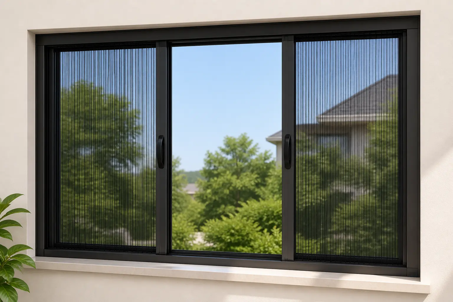 Horizontal sliding retractable pleated mosquito net