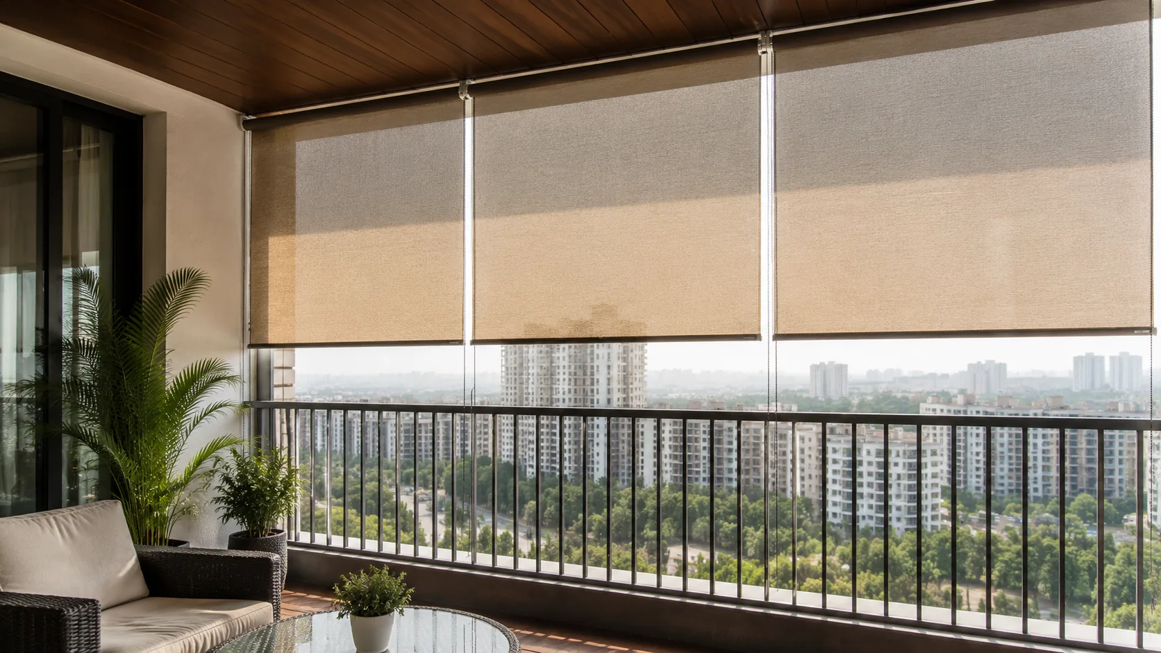 HDPE Roller Balcony Blinds Hyderabad - weatherproof mesh blind