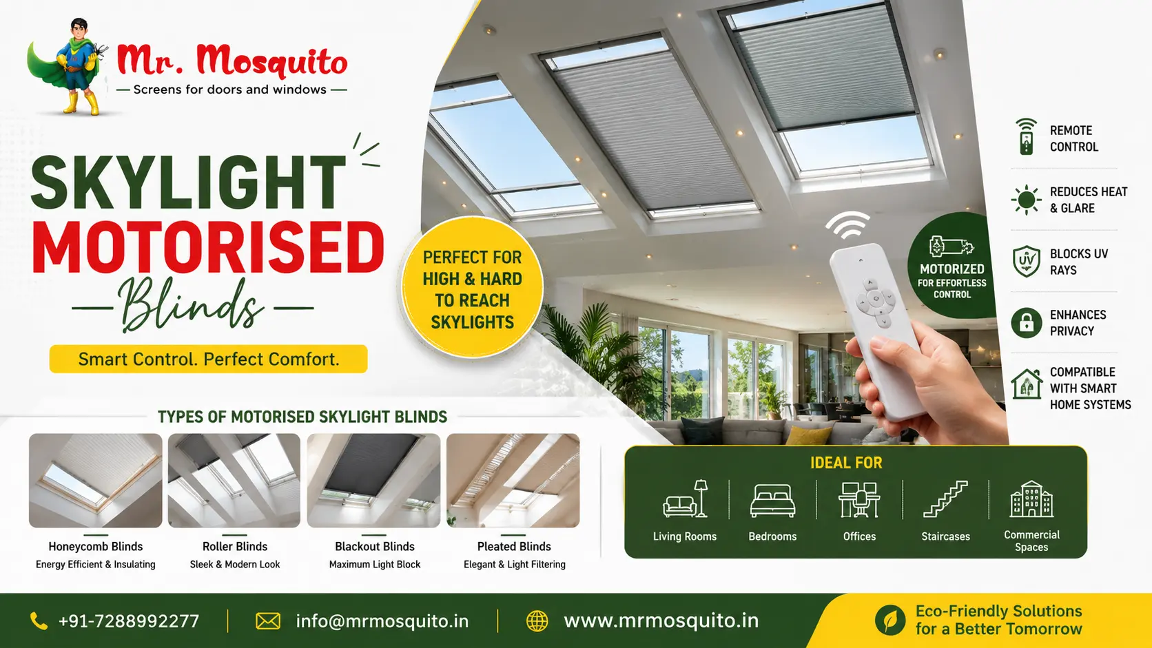 Skylight blind installed on a roof window in a Hyderabad home